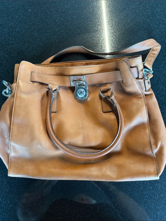 Michael Kors Handbags - Michael Kors Amber Brown Leather Shoulder Bag with Silver Hardware